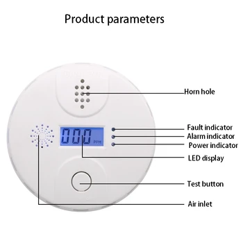 Oxid Uhoľnatý Alarm Domácnosti Detektor Oxidu Uhoľnatého CO Sadzí, Alarm Uhlia Sporák Alarm