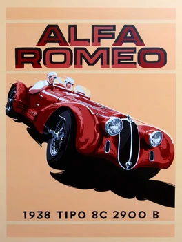 Alfa Romeo 1938 Auto Tin Znamení Kovu Znamení Kovu Plagát Dekor Kov Kov Maľovanie Na Stenu, Nálepky Na Stenu Prihlásiť