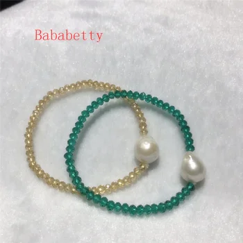 Nové prírodné baroková perla 12-16 MM Umelé kryštály náramok elastické lano