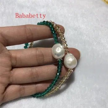 Nové prírodné baroková perla 12-16 MM Umelé kryštály náramok elastické lano