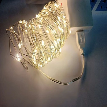 1pcs 2M 20Led 3M 30Led Mini Led Medený Drôt String Víla LED Svetlá Na Vianočné Svadobné Party Dekorácie USB Powerd