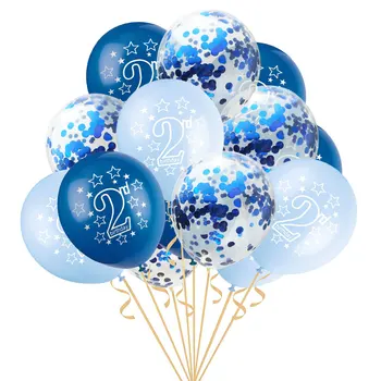 15pcs 12 Palcový Konfety Balóny Latexové Ružová Modrá Narodeninové Balóny 2 Rokov Výročia, Svadby, Párty Dekorácie