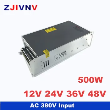 500W prepínanie napájania výstup 12v 24v 36v 48v príkon 380vac napájanie 12v 40A, 24V 20A, AC-DC