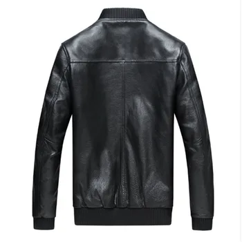 Jeseň Muž Motocykel Bunda Lebky Výšivky Skutočné cowhide Kožené Kabáty Na 3XL Reálne Hrubé Slim Fit Black Módne oblečenie