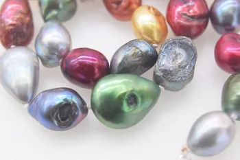 Sladkovodné perly multicolor barokový 12-2 mm náhrdelník 17inch FPPJ veľkoobchod korálky prírody