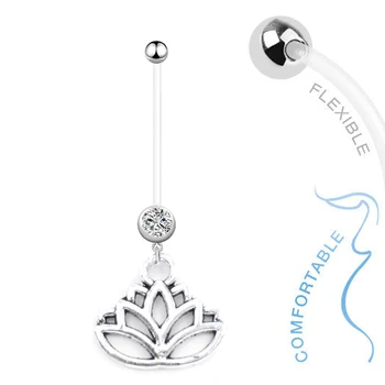 12PCS Buddha Lotus Tehotné Brucho Krúžky Módy Sexy Piercing Pupka Telo Šperky Flexibilné Prívesok Crystal Brucho Tlačidlo Krúžky