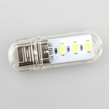 DC5V 3xSMD5730 studená Biela 5500-6500K USB LED Žiarovka LED Nočné Lampy
