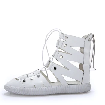 2020 biele Ženy Topánky Letné byt platformu Päty Dámy Topánky originálne Kožené Duté Z čipky topánky Platformu