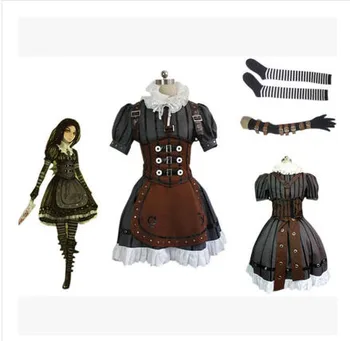 Alice Madness Returns Alice Potoku šaty Cosplay Kostým Vlastné Akejkoľvek Veľkosti Halloween Cosplay Kostým Pre Dospelých Žien