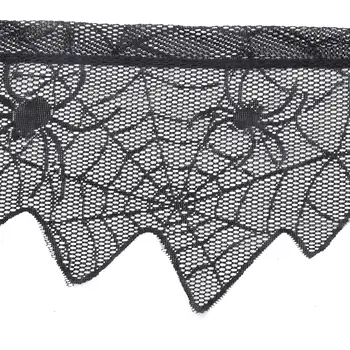 Gotický Čiernej Čipky Bat Záclony Záclonka Halloween Strašidelný Dom Spiderweb