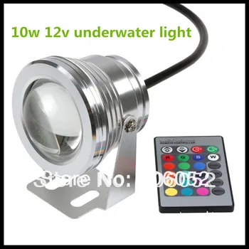 10W 12V podvodné RGB Led Svetlo, Vodotesný IP67 fontána bazén Lampa 16 zmena farby s 24key IR Diaľkový ovládač