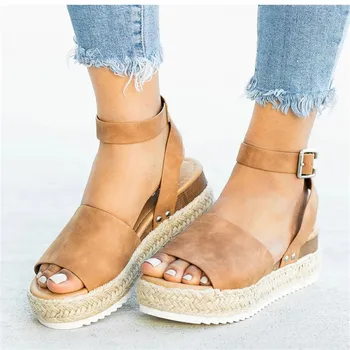 Letné Sandále, Topánky Žena 2019 Zapatos De Mujer Bežné Žien Gumy Jediným Husto Klin Pracky Členok Popruh Otvorené Prst Sandále