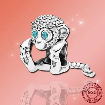 925 Sterling Silver Kreatívny Štýl Svieti Nezbedné Opice Korálky Fit Ženy Pandora Náramok & Náhrdelník Diy Šperky