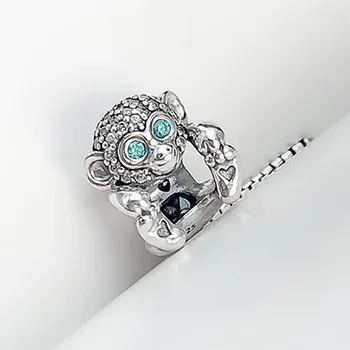 925 Sterling Silver Kreatívny Štýl Svieti Nezbedné Opice Korálky Fit Ženy Pandora Náramok & Náhrdelník Diy Šperky