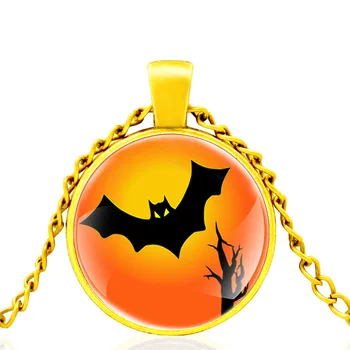 Nový Príchod Halloween Bat Dizajn, Čierne Sklo Dome Prívesok Náhrdelník Muži Ženy Móda, Šperky, Doplnky, Darčeky