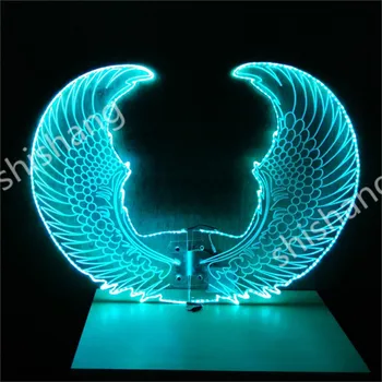 CY04 Farebné LED svetelné svetelné žiariace svetlo motýlích krídel spoločenský tanec, brušný party šaty dj handričkou nabíjateľná