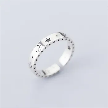 Skutočné 925 Sterling Silver Krúžky pre Ženy, 2 vrstvový black Minimalistický Tenký Kruh Gem Prstene, Šperky Rezbárstvo