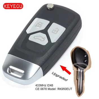 Keyecu Inovované Flip Náhradné Diaľkové príveskom, 433MHz ID48 Čip 3B pre Chevrolet Aveo 2009-2016 PN: CE 0678, MODEL: RK950EUT