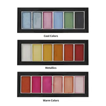 6 Clors Lesk Semi Dry Sada Akvarelových Farieb Pigmentu Profesionálne Žiarivých Umelecké Potreby Detí, Umelcov, Pevný