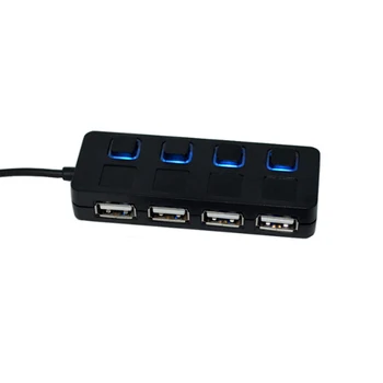 4-Port USB 2.0 Hub s Jednotlivými LED Osvetlený vypínač, Rozbočovač USB Predlžovací Jeden pre Štyroch, Splitter Nezávislé Prepínanie