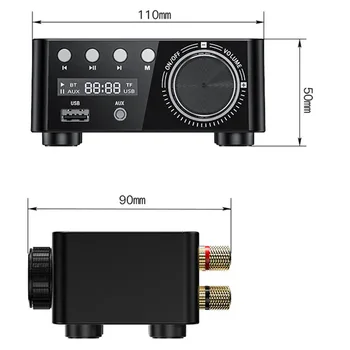 HIFI Bluetooth 5.0 Digital Power o Zosilňovač Rada 50WX2 Stereo ZOSILŇOVAČ Amplificador Domáce Kino TF Kariet USB Prehrávač