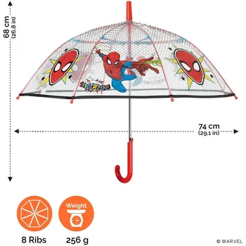 Automatické Transparentné Spiderman Marvel dáždnik 45 cm