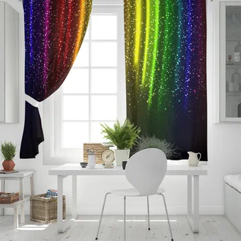 Rainbow Hviezdne Svetlo Lúč Husté Okno Ošetrenie Záclony Záclonka Žalúzie Spálňa Záclony Detská Izba Decor