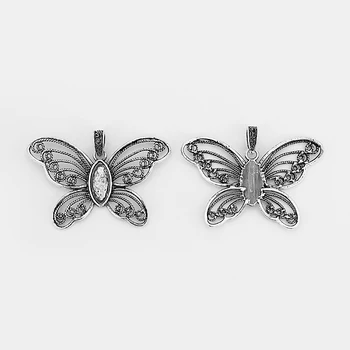 3ks Veľké Prívesok Motýľ Oválne 22*10 mm Vaničky Portrét Cabochon Nastavenie Šperky DIY Hľadanie
