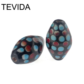 TEVIDA R50 2ks Afrikanischen Stil Glas Oválne Guľôčky DIY pre Výrobu Náhrdelník s Príveskom, Šperky Hľadanie Ručne Vyrobené