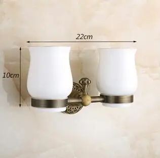 Mosadz antickej hnedej Dvojité tumbler držiak kefka držiteľ kúpeľňa príslušenstvo sanitárnej keramiky kúpeľňový nábytok wc