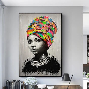 Abstrakt Africkej Ženy Plátne, Obrazy na Stenu, Umenie Plagáty a Vytlačí Stene Visia Obrázky na Steny v Obývacej Izbe Dekorácie