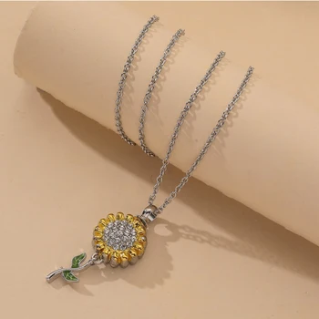 Slnečnica Drahokamu Pet Kremácie Urč Prívesok Reťazca Náhrdelník Memorialed Šperky