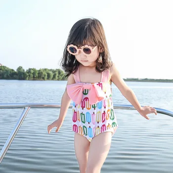 In detské plavky dievčenské teplé jarné plavky nové módne Princezná Detská Pláž nosiť Deti baby veľryba plavky YZ20029