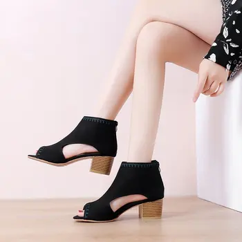 2021 Nové Letné Ryby Úst Topánky Ženy Čerpadlá Sexy Otvorené Prst Sandále Späť Na Zips, Vysoké Podpätky Sandále Plus Veľkosť Zapatos Mujer 35-41