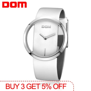 Sledujte Ženy DOM luxusné Módne značky Bežné quartz Unikátne Štýlové Duté kostra kožené hodinky sport Lady náramkové hodinky 205L