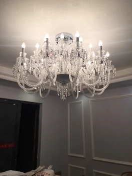 Tanečná sála 24-44 ks Obrovské Listry de cristal lampa francúzsky veľký veľký krištáľový luster pre obývacia izba Reštaurácia Hotel osvetlenie