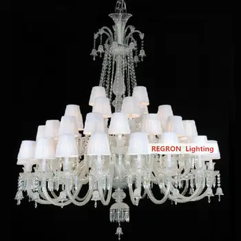 Tanečná sála 24-44 ks Obrovské Listry de cristal lampa francúzsky veľký veľký krištáľový luster pre obývacia izba Reštaurácia Hotel osvetlenie