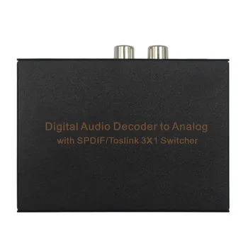 Digitálny o Dekodér pre Analógové 3 Port, Optický SPDIF Toslink L/R RCA, 3.5 mm Stereo 3X1 Prepínač Adaptéra