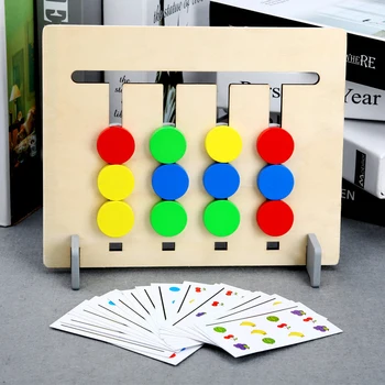 Montessori WoodenToy Štyroch Farbách Hry Farieb a Ovocia Obojstranný Zodpovedajúce Hry, Logické Uvažovanie Školenia Hračky pre Deti,