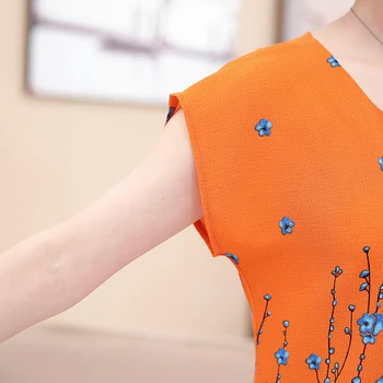 NIFULLAN 2020 Lete Matka Šifón T Shirt 5XL Plus Veľkosť Ženy Oblečenie O Krk Kvetinový Top Krátke Sleeve Tee Tričko Femme Pulóver