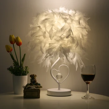 Moderné Stolové Svietidlo Pierko Lampy, Nočné Lampy, Obývacia Izba, Spálňa Svietidlo Crystal Nordic Romantický Stolná Lampa NÁM EÚ Plug E27 Led Svetlo