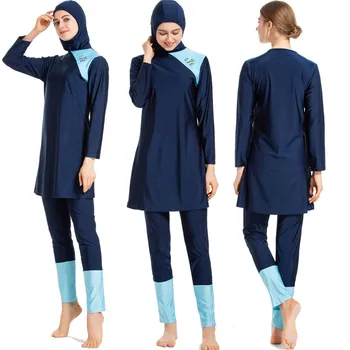 Tri-kus Burkini Vyhovuje 2020 s spp Moslimských Plávanie Oblek Ženy Šport Burkinis Islamskej Plavky Dlhý rukáv Bourkini Hasema