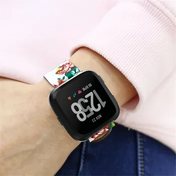 EiEuuk Príslušenstvo Pivónia Tlač Kožené šnúrky na Zápästie Sledovať Pásmo pre Fitbit Naopak 2/Versa Lite Fitness Smartwatch
