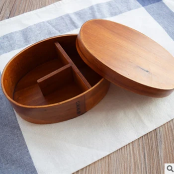 Oválne, v tvare káva-farebné Japonský drevené sushi lunchbox eco-friendly drevený riad dospelých lunchbox
