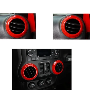 (Červená 12PCs) Auto Dekorácie Volant & stredovej Konzoly odvzdušňovací Výbava pre Jeep Wrangler JK JKU Príslušenstvo 2011-18