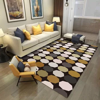 Moderné módne koberec Mnohostranné kruhu žltá šedá biela Koberce Pre obývacia izba, Spálňa crystal velvet Anti-slip Rohože