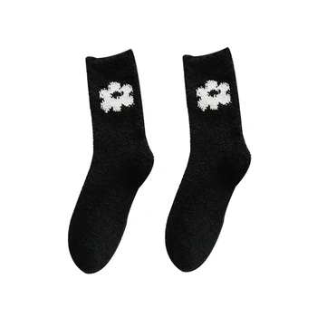 Veľký Kvet Coral Fleece dámske Ponožky Jeseň a v Zime Hrubé Teplé Krásne Malé Čerstvé Nežnej Ženskej Poschodí Roztomilé Ponožky Pre Dámy