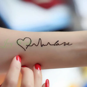 Nepremokavé Dočasné Tetovanie Nálepky body art písmená Láska srdca vlna tatto nálepky flash tetovanie falošné tetovanie pre dievča ženy