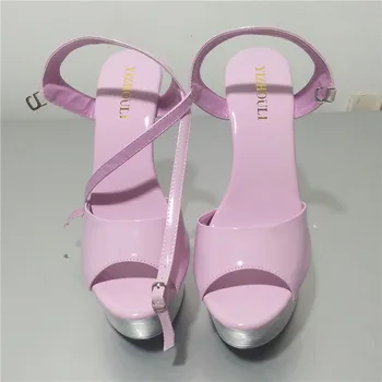 Nový 2018 Funkcie, vysoká 15 cm vysokým podpätkom sandále, sexy nepremokavé vysoká s prackami Viac farieb voliteľné