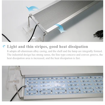Zhongji RGB 5050 Led Svetlo Pre Akvárium LED Osvetlenie Držiak Rozšíriteľný Led Lampa Pre Akvarijné Ryby Nádrž Svetlo Lampy 50/60/70 CM